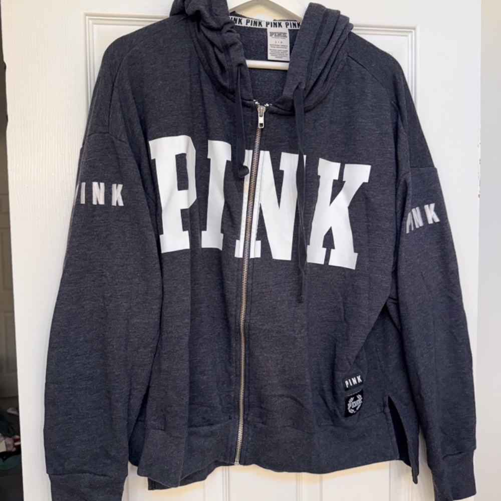 Victoria's secret PINK zip up hooded sweatshirt L